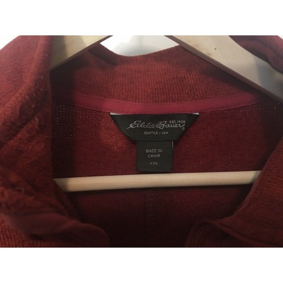 Eddie Bauer Men’s‎ Sz XXL 1/4 Zip Pullover Sweater Orange ZIP Sleeve - Picture 2 of 5